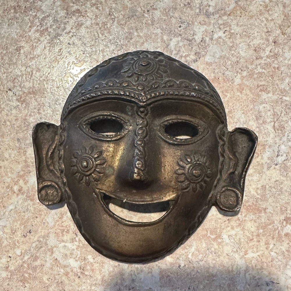 Small brass Tribal Warrior Face